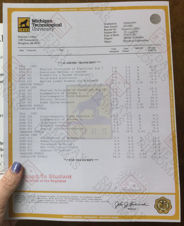 Master Degree Transcripts