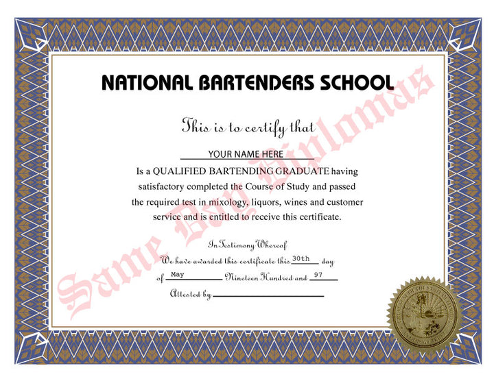 bartender certificate