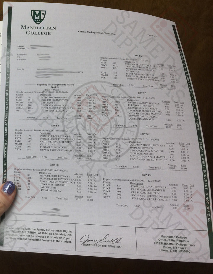 Bachelor's Degree Transcripts