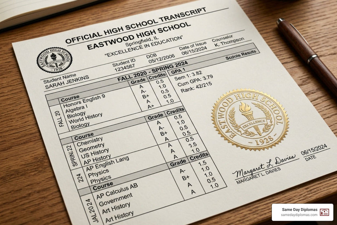 Get Your Authentic High School Transcript Replica Today - Same Day Diplomas