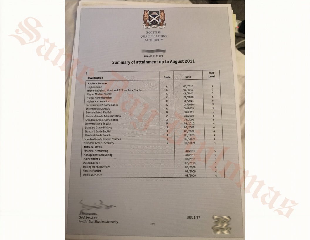 Certificate - Scottish Qualifications Authority - Doc Printers