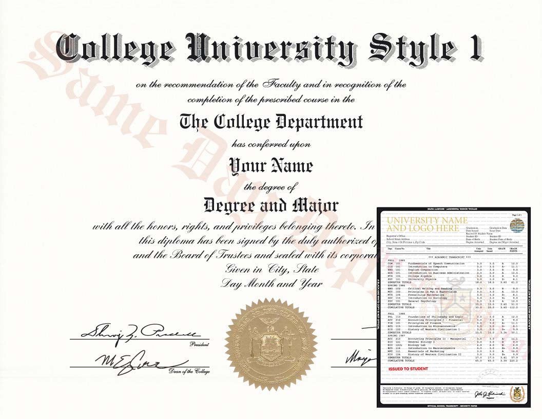 College and University Diploma, Stock Design & Transcripts