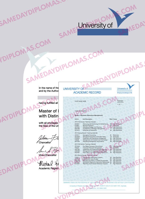 College & University Match Diploma, Degree & Match Transcripts, Australia - Doc Printers