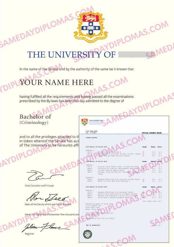 College & University Match Diploma, Degree & Match Transcripts, Australia - Doc Printers
