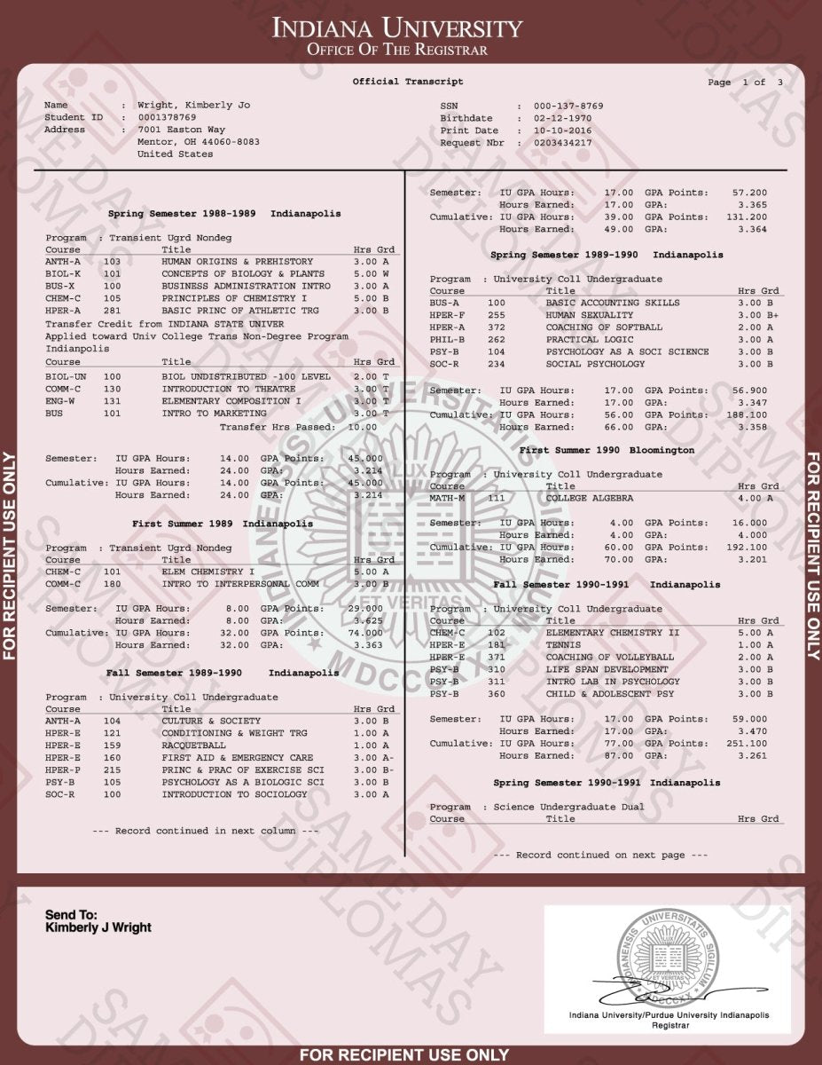 College University Match Transcripts - Doc Printers