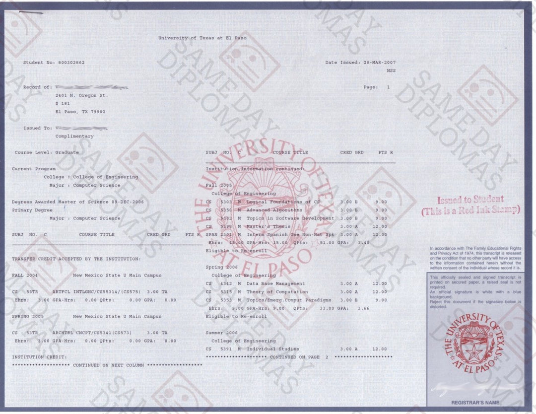College University Match Transcripts - Doc Printers