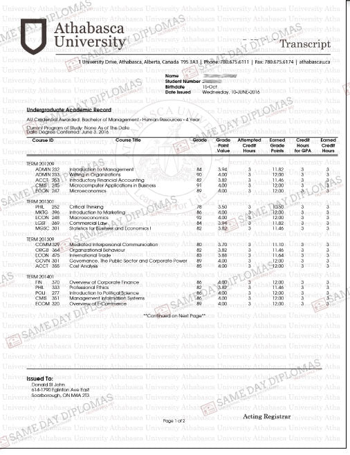 College University Match Transcripts - Canada - Doc Printers