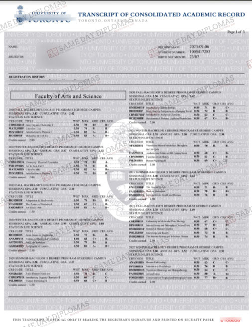 Buy College University Match Transcripts | Canada