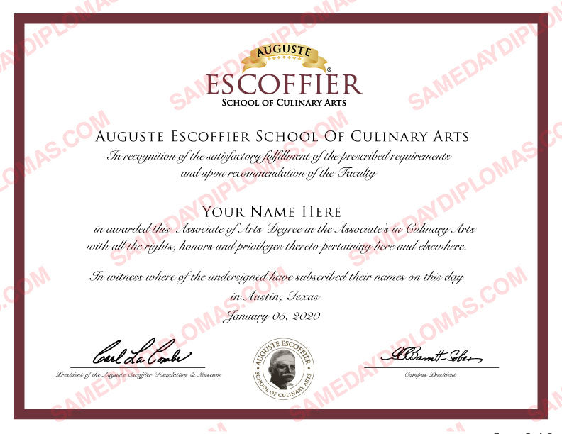 Fake Culinary Certificates