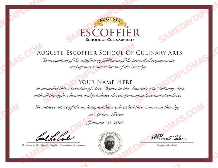 Fake Culinary Certificates - Doc Printers
