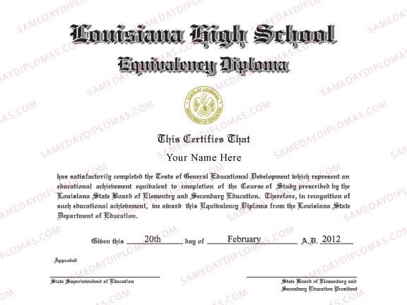 GED Match Diploma ( from your example ) - Doc Printers