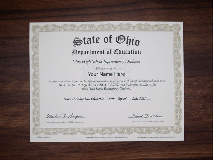 GED Match Diploma ( from your example ) - Same Day Diplomas