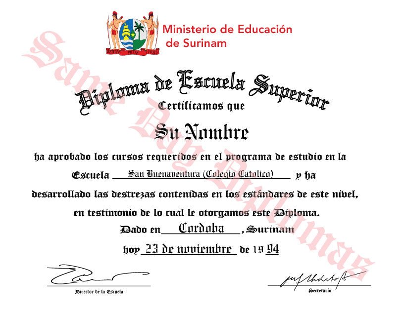 Spanish Secondary Certificate - Doc Printers
