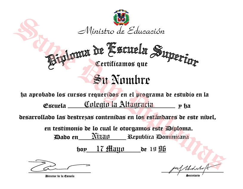 Spanish Secondary Certificate - Doc Printers