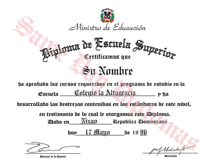 Spanish Secondary Certificate - Doc Printers