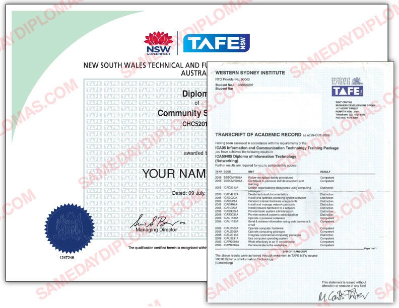 TAFE Certificate III with Transcript Bundle - Australia - Doc Printers