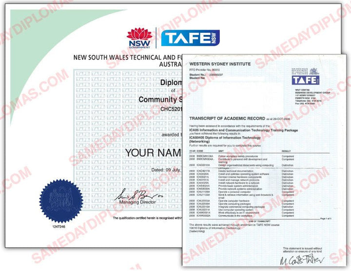 TAFE Certificate III with Transcript Bundle - Australia - Doc Printers