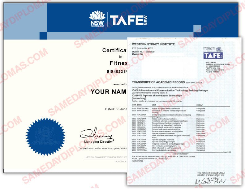 TAFE Certificate III with Transcript Bundle - Australia - Doc Printers