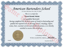 Bartender Certificate