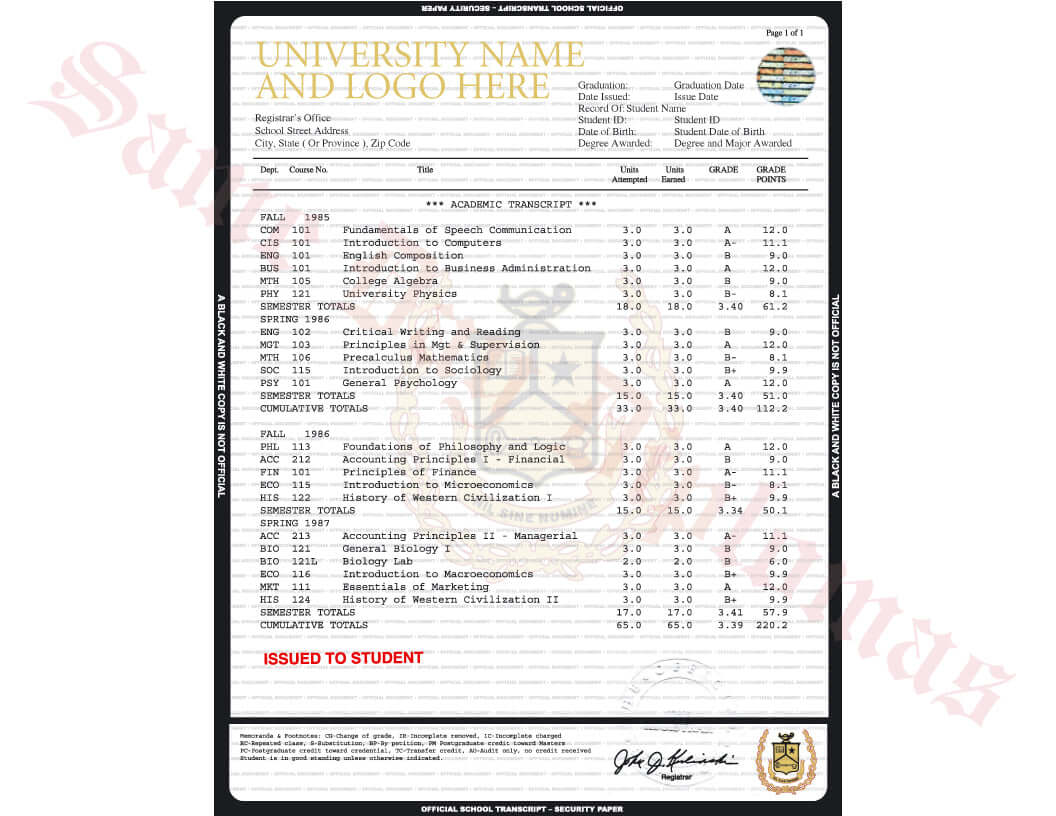 Associate Degree Transcripts
