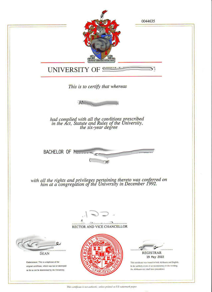 College and University Match Diploma from Africa
