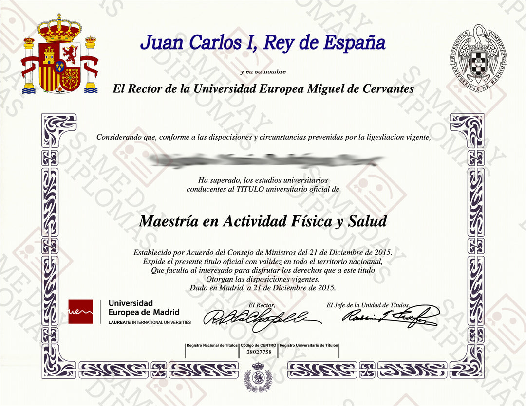 College and University Match Diploma From Spain