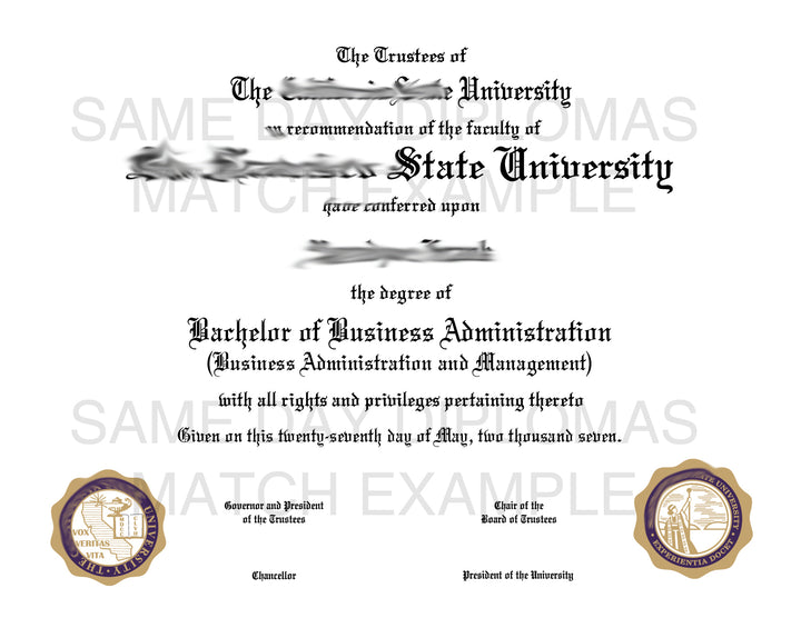 College and University Match Diplomas from the USA