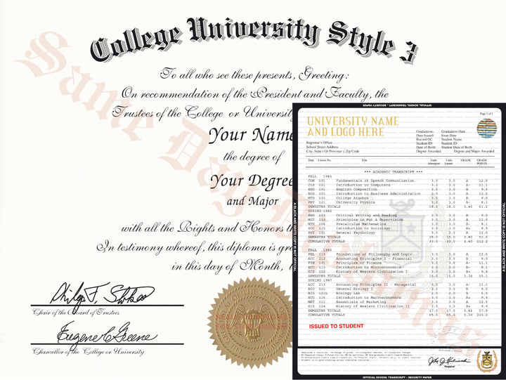 College University Diploma and Transcripts USA