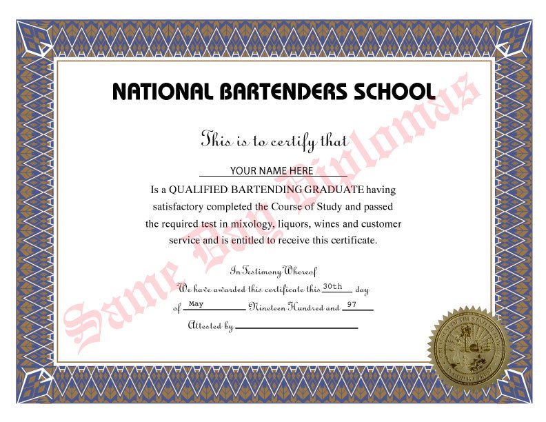Bartender Certificate - Doc Printers