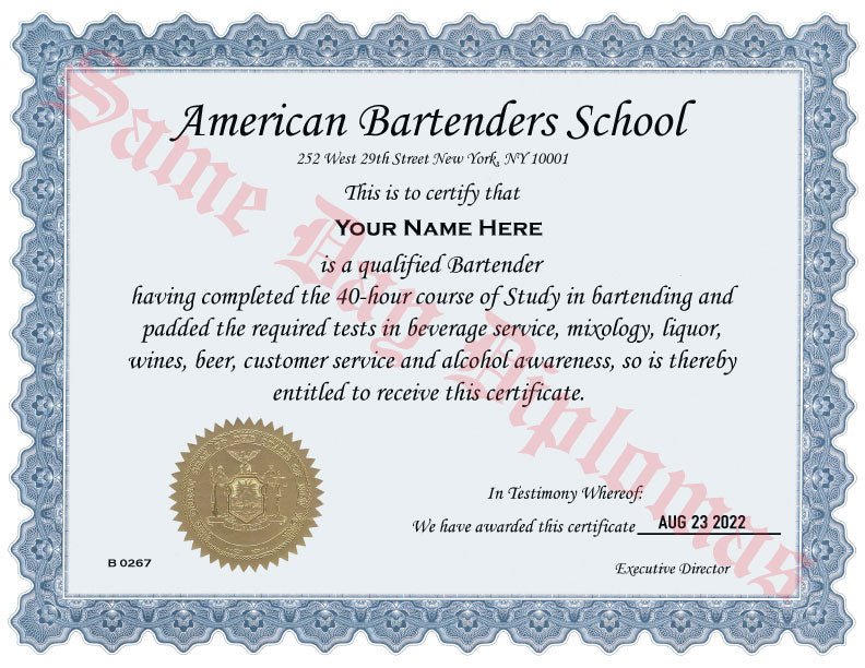 Bartender Certificate - Doc Printers