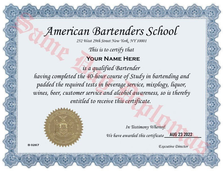 Bartender Certificate - Doc Printers