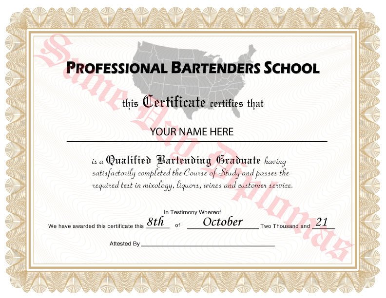 Bartender Certificate - Doc Printers