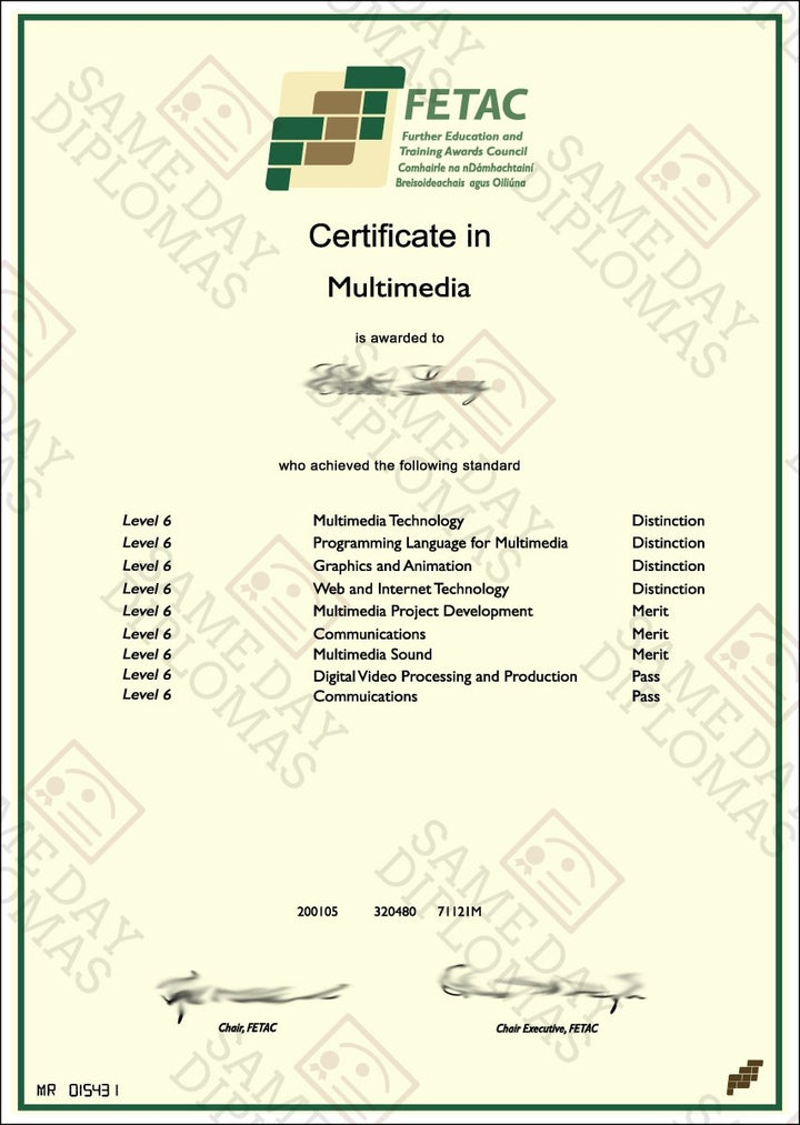 Certificate - FETAC - Doc Printers