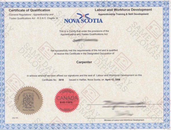Certificate - Red Seal, Canada - Doc Printers