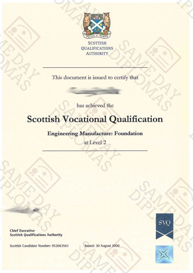 Certificate - Scottish Qualifications Authority - Doc Printers