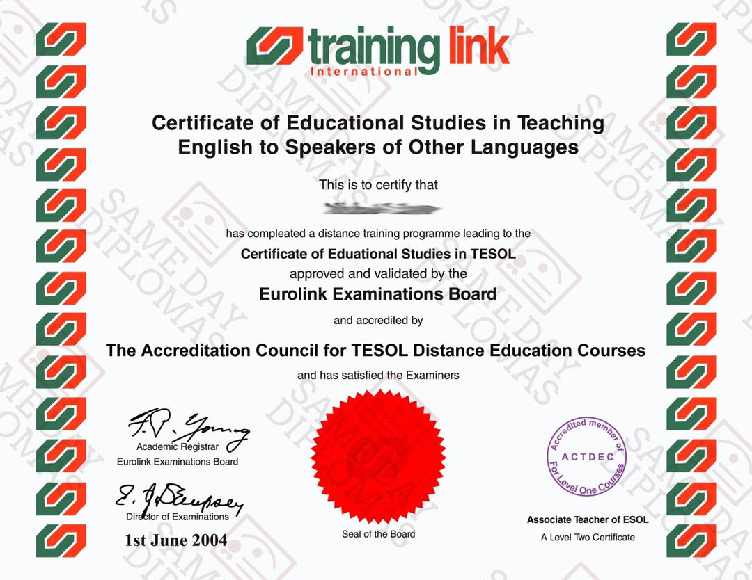 Certificate - TESOL Teaching English To Speakers of Other Languages - Doc Printers