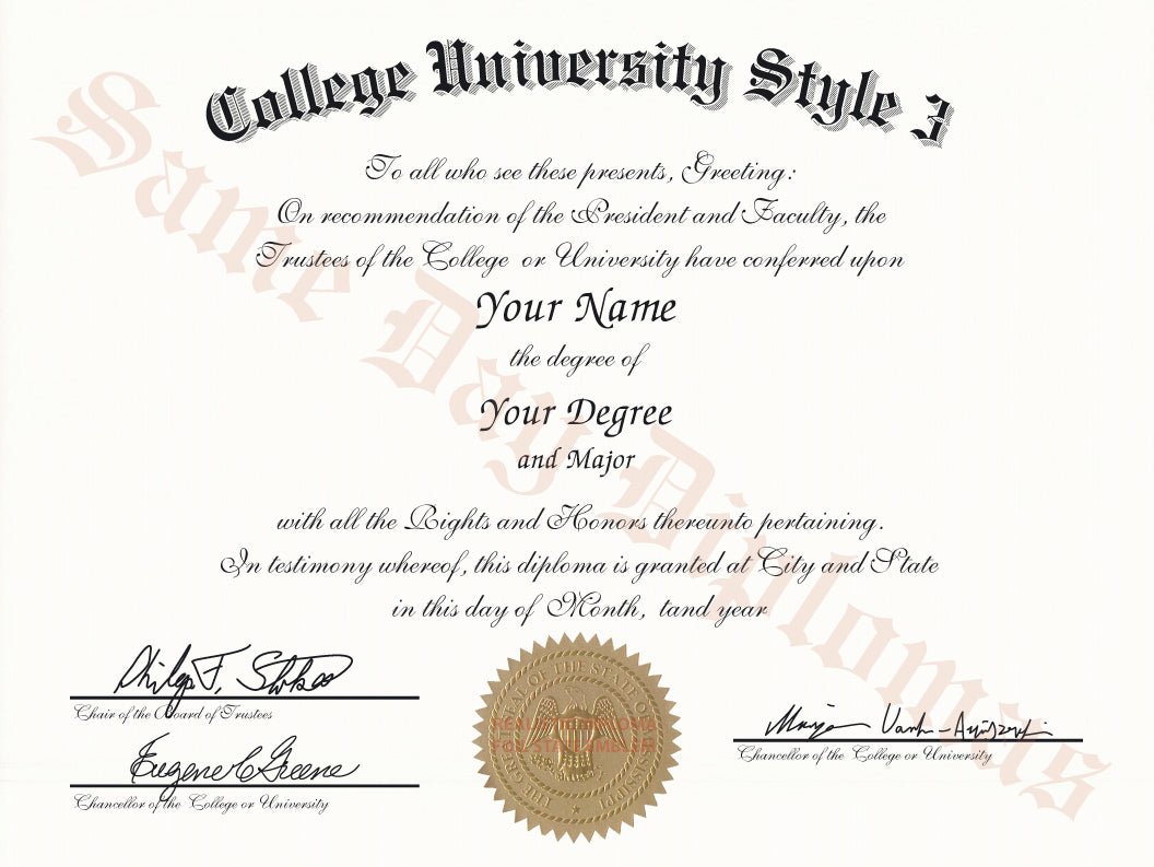 College and University Diploma Degree, USA Stock Design Copy - Same Day Diplomas
