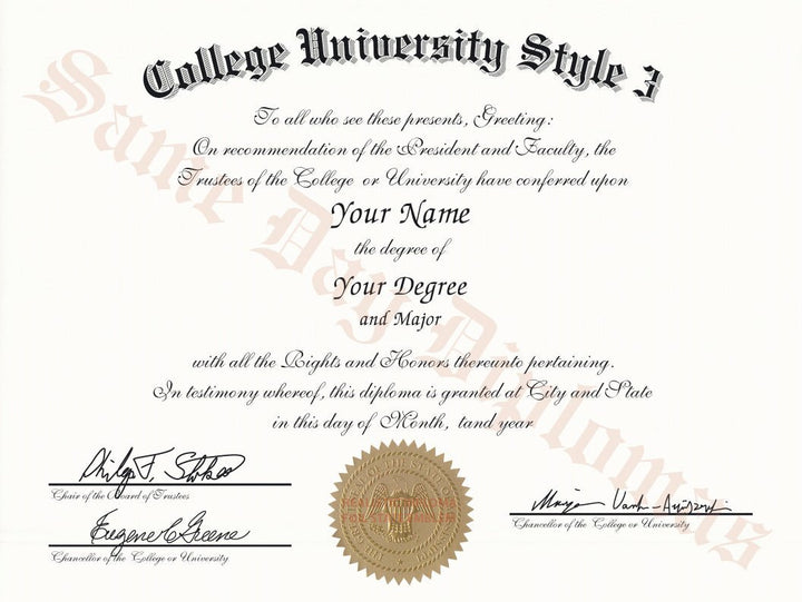 College and University Diploma Degree, USA Stock Design Copy - Same Day Diplomas