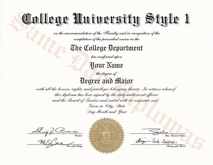College and University Diploma Degree, USA Stock Design Copy - Same Day Diplomas
