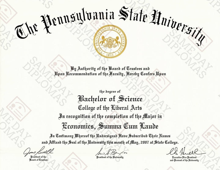 College and University Match Diploma - Degree & Stock Transcripts, USA - Doc Printers
