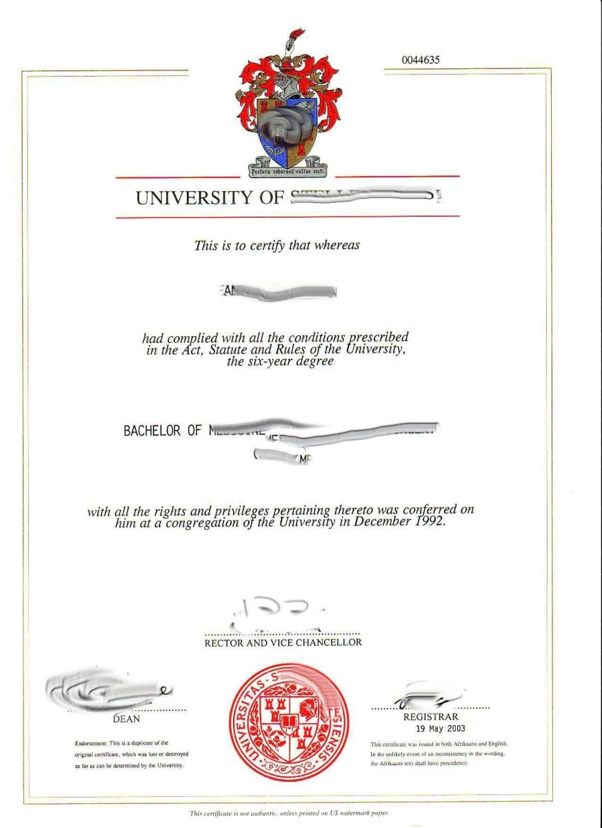 College and University Match Diploma from Africa - Doc Printers