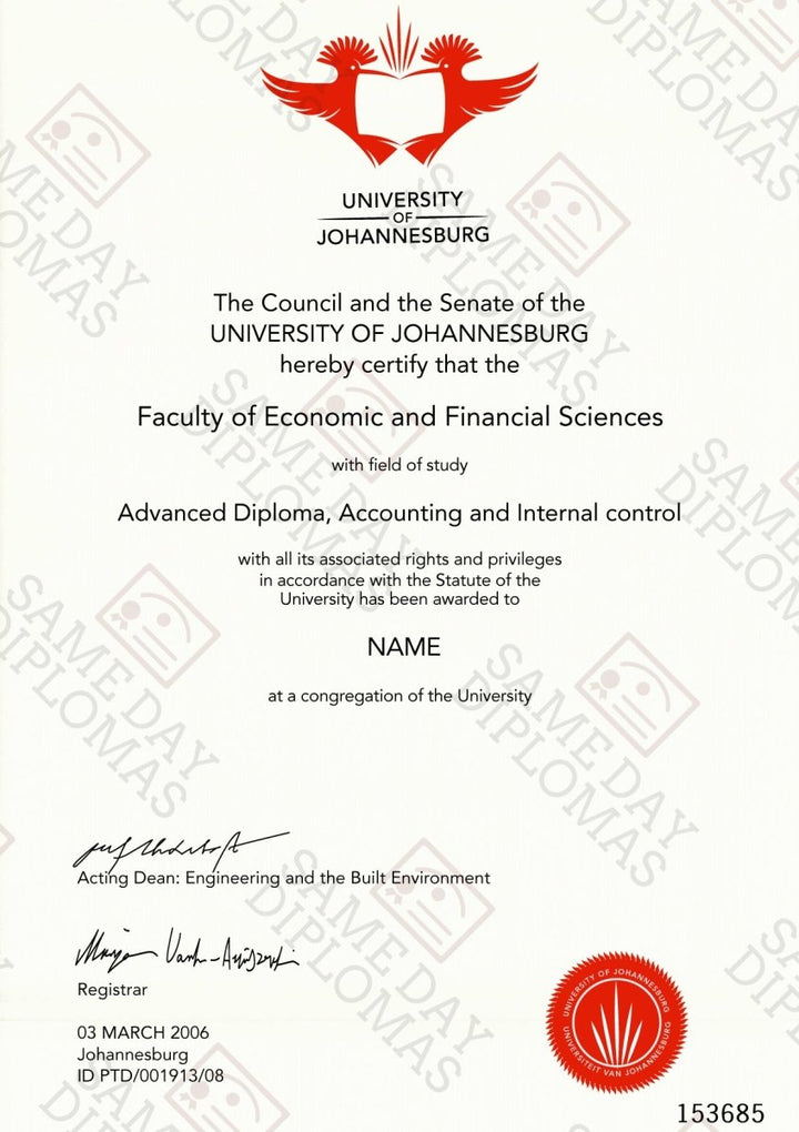 College and University Match Diploma from Africa - Doc Printers
