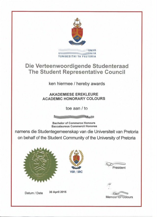 College and University Match Diploma from Africa - Doc Printers