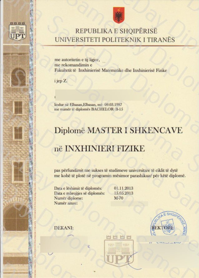 College and University Match Diploma From Albania - Doc Printers