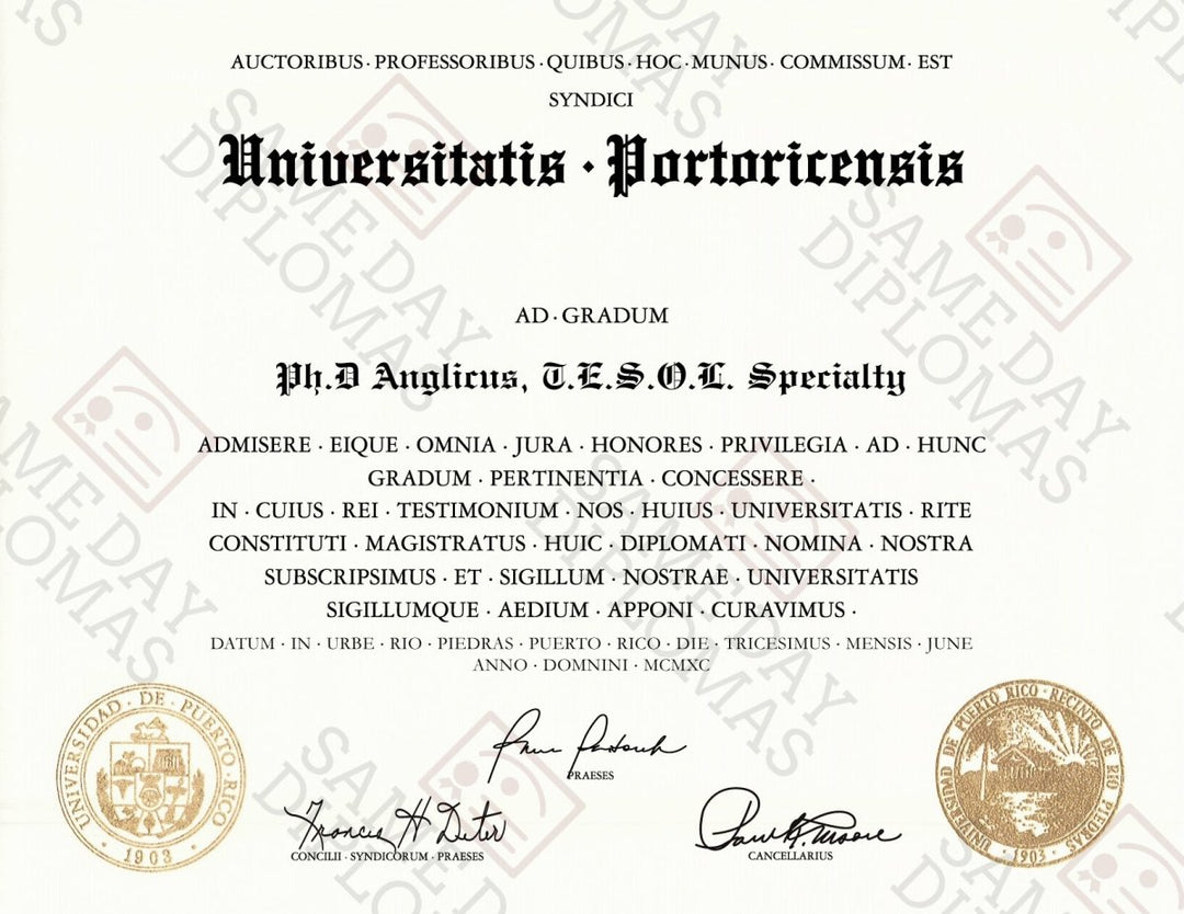 College and University Match Diploma From Puerto Rico - Doc Printers