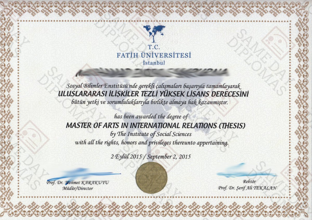 College and University Match Diploma From Turkey - Doc Printers