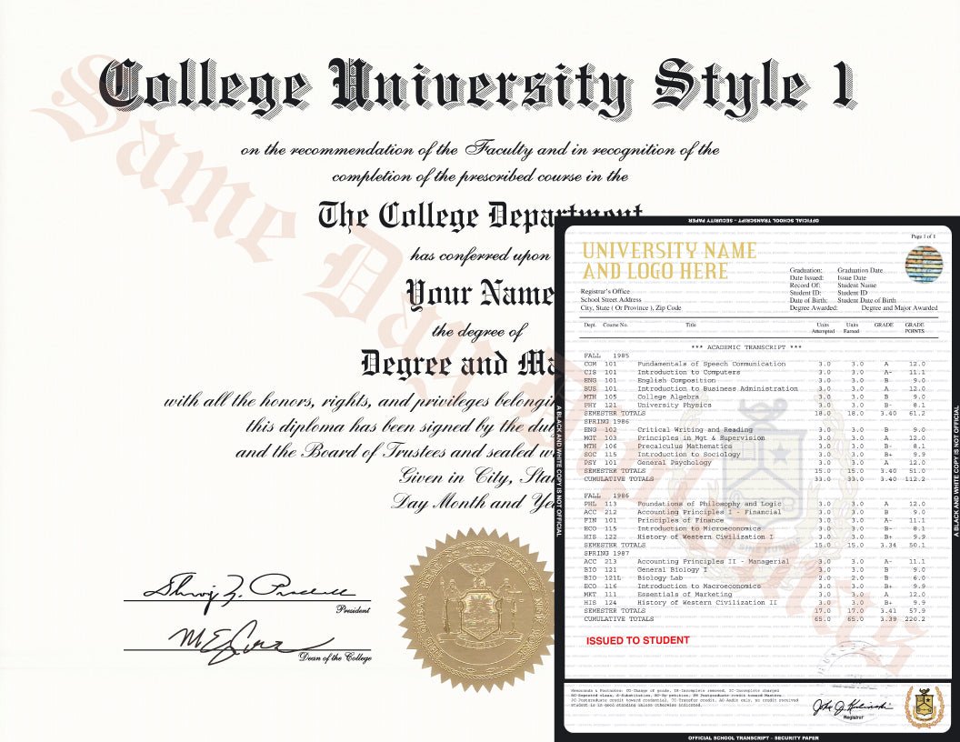 College University Diploma and Transcripts USA - Doc Printers