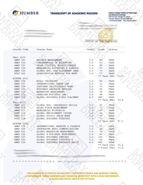 College University Match Transcripts - Doc Printers