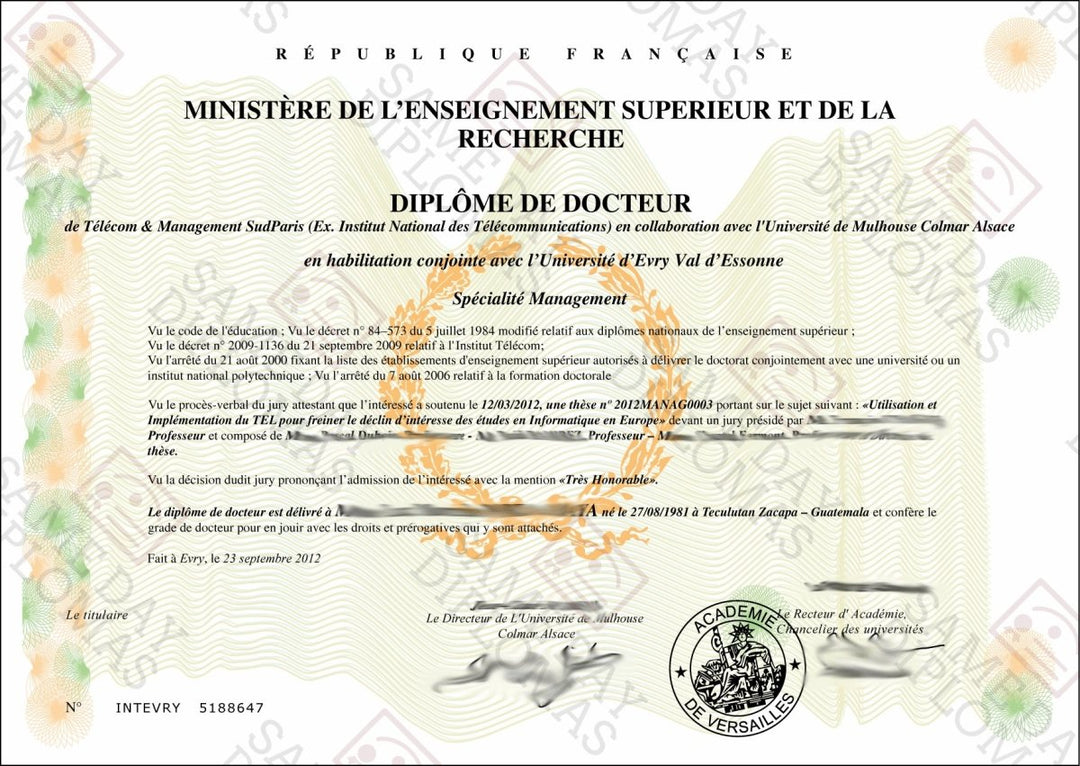 Faux Diplomas Universities - Diploma's ET Certificates - France - Doc Printers