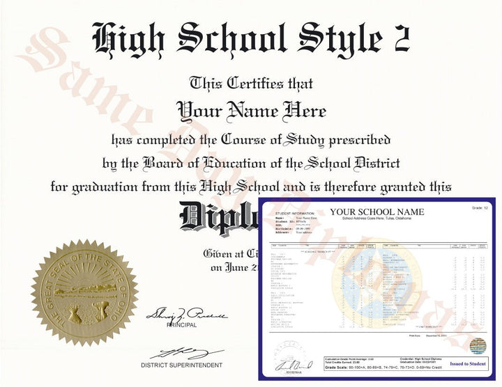 High School Diploma and Transcripts1 - Doc Printers